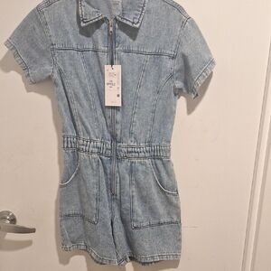 Denim Short Sleeve Romper